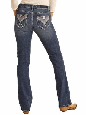 ROCK & ROLL DENIM Cowgirl Trouser Mid Rise Bootcut Aztec Southwest Size 29